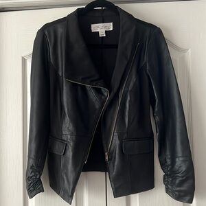 Colleen Lopez leather and Rayon jacket size 4 new.